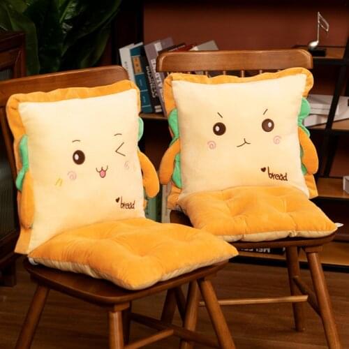 Kawaii Bread Toast Pillow Plush Toys Cute Plush Doll Soft Stuffed Bread Siamese Cushion For Kids Girls Birthday Gifts
