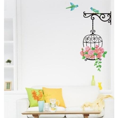 Flower and bird wall stickers, removable decals for home decoration, PVC living room bedroom decoration stickers