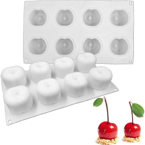 New 3D DIY Apple Shape Silicone Mold For Baking Cake Chocolate Fondant Soap Candle Molds For Pastry Pudding Jelly 8 Hole Kitchen