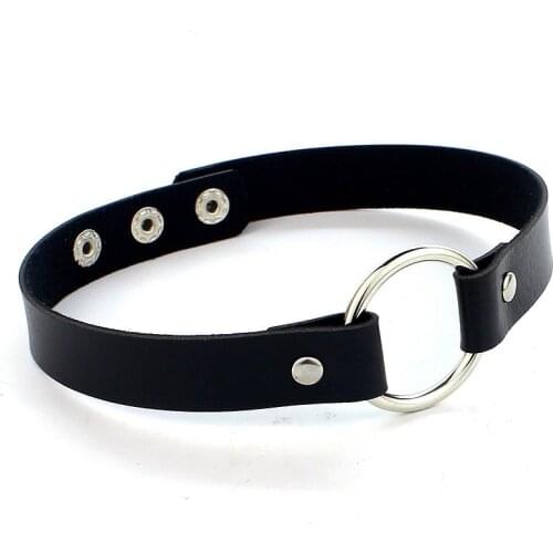 New Fashion Women Men Cool Punk Goth Black Round-Shape Leather Collar Choker Necklace Jewelry Accessories