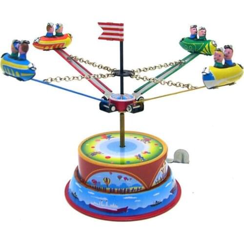 NEW Nostalgic Children Series Amusement Park Iron-skin Rotating Spacecraft Blocks Playground Toys For Children Gifts Windmill