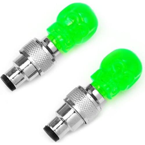 New 2pcs Skull Shape Valve Cap LED Light Wheel Tyre Lamp For Car Motorbike Bike
