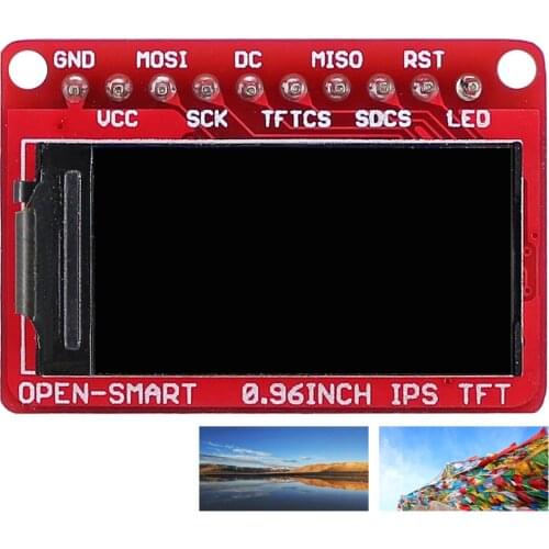 OPEN-SMART 0.96 inch 160 * 80 IPS TFT LCD Display with MicroSD Card Socket Breakout Board Module 3.3V 5V compatible for Arduino