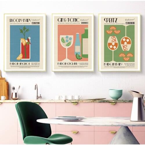 Gin Tonic Kitchen Print Cocktail Wall Art Canvas Painting Spritz Posters And Prints Wall Pictures For Bar Living Room Home Decor