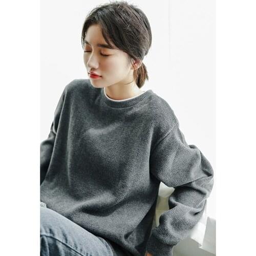 Casual Woolen Hoody Sweatshirt Women BF Wind O-Neck Long Sleeve Harajuku Hoodies 2020 Autumn Winter Pullover