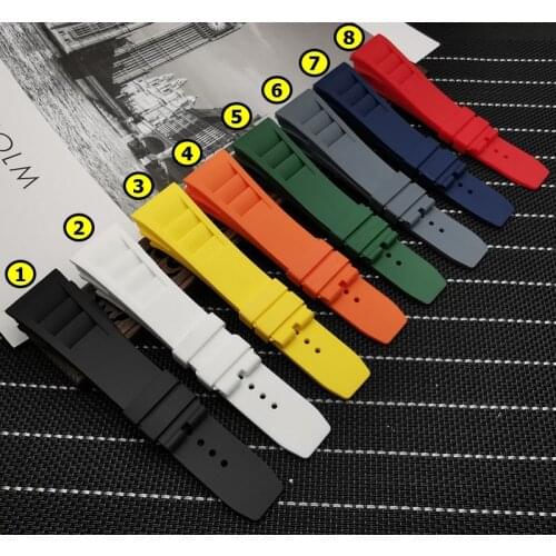 Top quality softImported Nature silicone rubber 20mm watchband For Richard Watch Mille Strap band butterfly buckle free tools