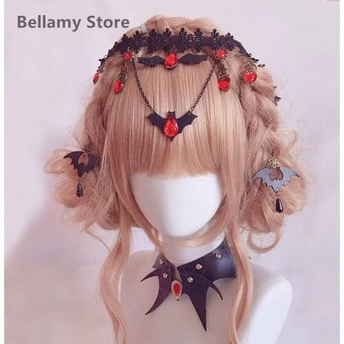 Hand madeLolita black rhinestone lace vintage collar choker chain