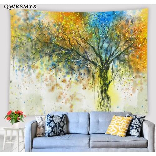 Hand Drawn Paint Painting Tree Tapestry Watercolor Hanging Pictures Wall Hanging Living Room Bedroom Decor Wall Art Tapestries