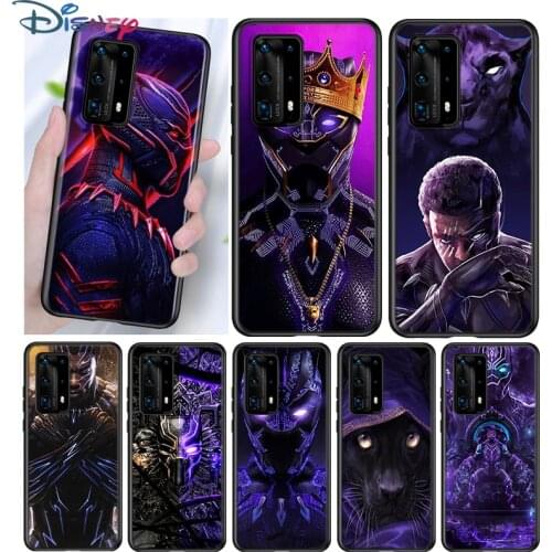 Marvel Black Panther Silicone Cover For Huawei P40 P30 P20 Pro P10 P9 P8 Lite E Plus 2019 2017 5G Black Phone Case