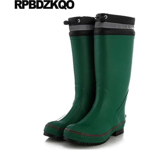 Slip on green shoes high quality pvc designer tall mens rubber rain boots waterproof black mid calf stylish camouflage rainboots
