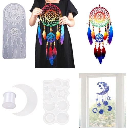 Moon Silicone Resin Molds for Wind Chimes Casting Molds DIY Jewelry Pendant Resin Crafts Molds Decoration Tool for Key Chains