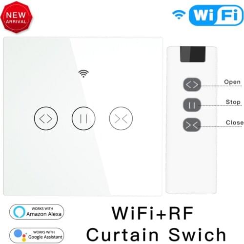 Wifi electric curtain smart controller smart switch with 433 mhz rf remote control support tuya app alexa google voice control