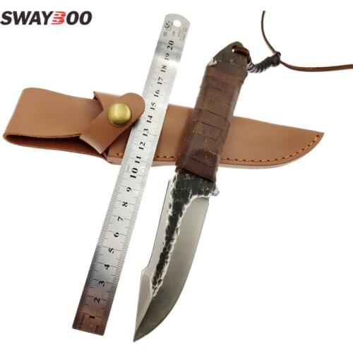 Swayboo One Piece Steel Pure Hand Forged Knife Hunting Knife Outdoor Survival High Hardness Sharp Fixed Blade Knife