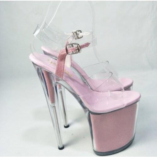 Clear Crystal Toe High Heel Platforms Pole Dance 20CM High Heels Platform Sandals Party Wedding Dance Shoes