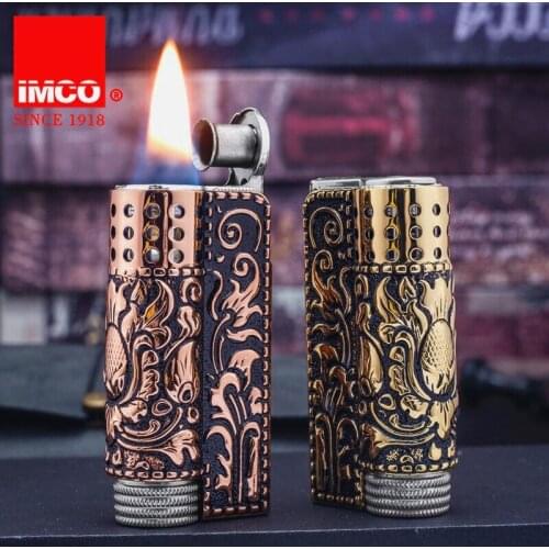 Stock IMCO Retro Kerosene Lighter New Austria Vintage Stainless Steel Armor Embossed Dragon Windproof Cigarette Machine High-End