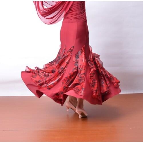Women Girls Ballroom Dance Skirt Long Swing Modern Standard Waltz Competition Dance Dress Belly Dance Latin Tango Skirts