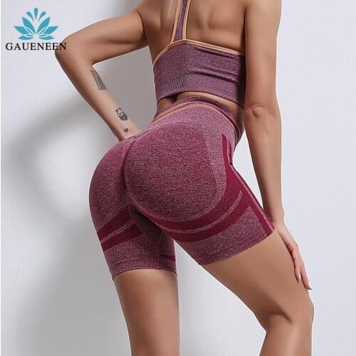 2PC Short Yoga Sets Seamless Women Gym Set Sports Bra High Waist Shorts Workout Outfits Clothes Sports Suit Crop Top Active Wear
