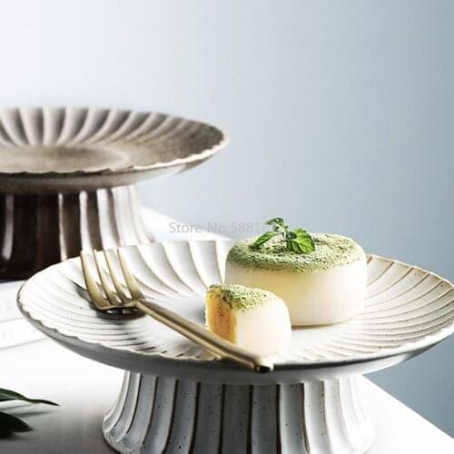1 PCS Retro Ceramic Cake Stand Fruit Dish Plate