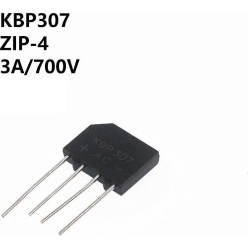 10pcs Rectifier bridge KBP307 straight plug flat bridge bridge stack 3A/700V brand new chip silicon bridge rectifier round feet