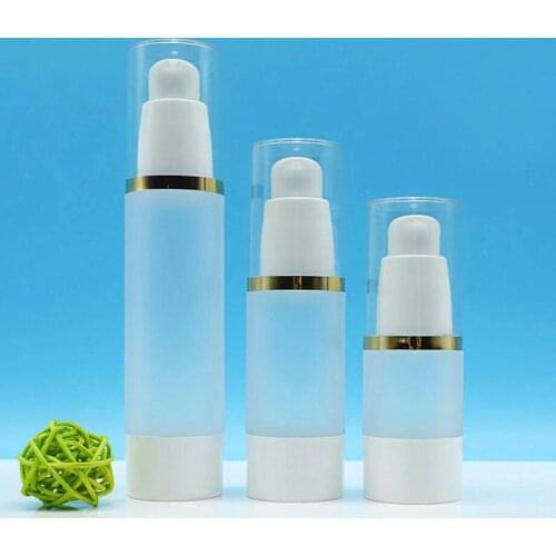 15ml plastic frosted airless bottle gold line lid for serum/lotion/emulsion/liquid foundation/eye essence/skin care packing