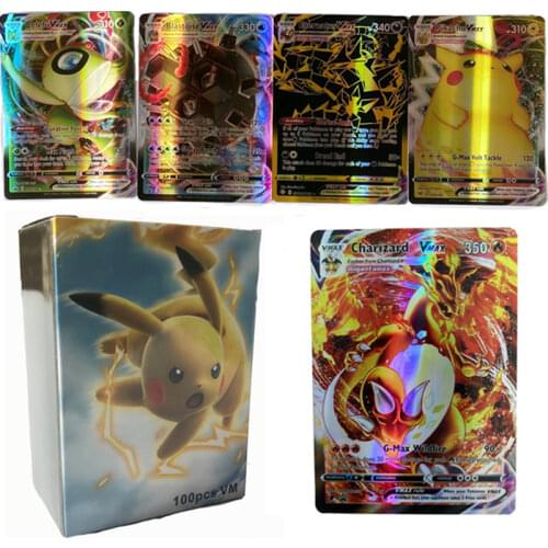 New Arrival 100pcs/box Pokemon Cards 60 Pcs V Vmax + 40pcs Tag Team GX English Game Battle Carte Trading Card Toys for Children