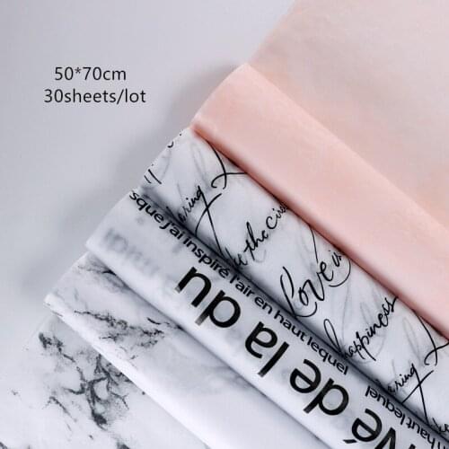 30pcs/lot Marble English Pattern Tissue Paper 50*70cm Gift Flower Wrapping Paper Craft Paper DIY Bouquet Supplies