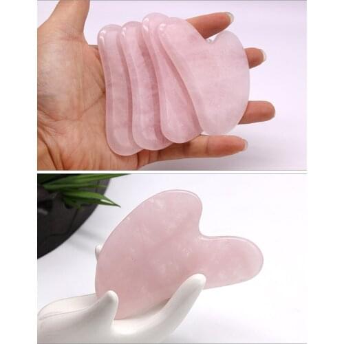 4Pcs Natural Jade Guasha Stone Board Rose Quartz Massage Stone Scraper Chinese Gua Sha Tool For Face Neck Pressure Therapy