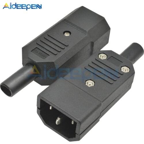 5PCS AC-013A AC 250V 10A Male Power Adapter 3 Terminals IEC320 C13 AC Power Connector 3 Pins Iron Core