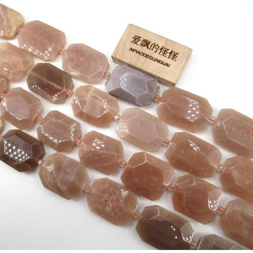 APDGG Natural Sunstone Slice Faceted Nugget Gemstone Beads 15.5" Strands Jewelry Making DIY
