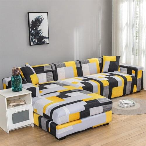 Floral Pattern L Shaped Slipcovers Plaid Sofa Covers Four Season Spandex Sectional Corner Couch Cover Chaise Longue Sofa Cover