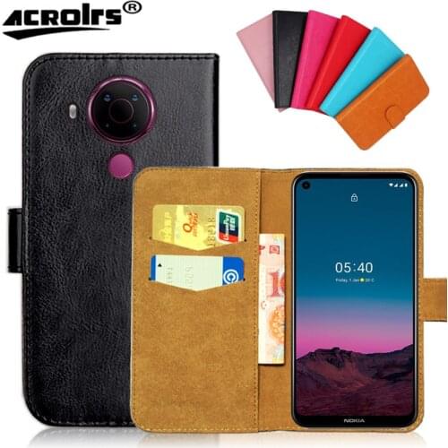 For Nokia 5.4 Case 6.39" 6 Colors Flip Wallet Cases For Nokia 5.4 Soft Exclusive Leather Phone Cover Bag Black