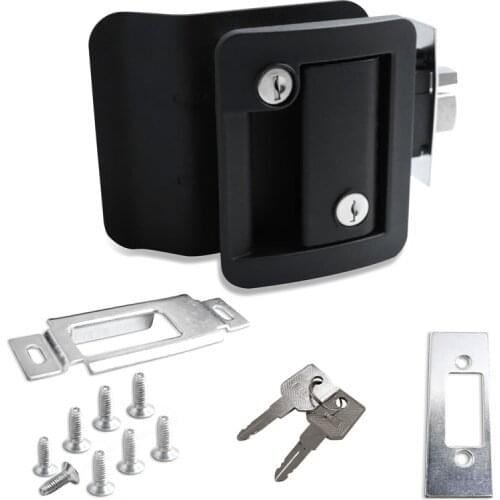 Black RV Entry Door Lock Handle Knob with Deadbolt Camper Travel Trailer Latch Key