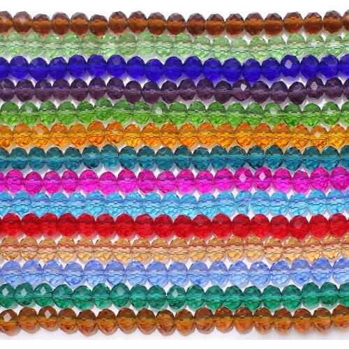 Faceted Glass Rondelle Black 2/3/4/6/8/10/12mm Crystal Round Beads Loose Spacer DIY Jewelry Making Accessories Wholesale In Bulk