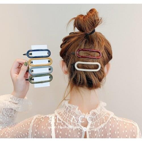 INS New Korean Hairpin Simple Sweet Headwear Fashion Girls Round/Square Hair Clips Headdress Acrylic Hairpin Hair Accessories