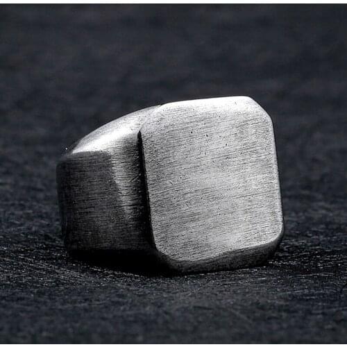 Vintage Mens Square Ring Simple Fashion Personality Stainless Steel Jewelry Motorcycle Accessories Boyfriend Gift Wholesale