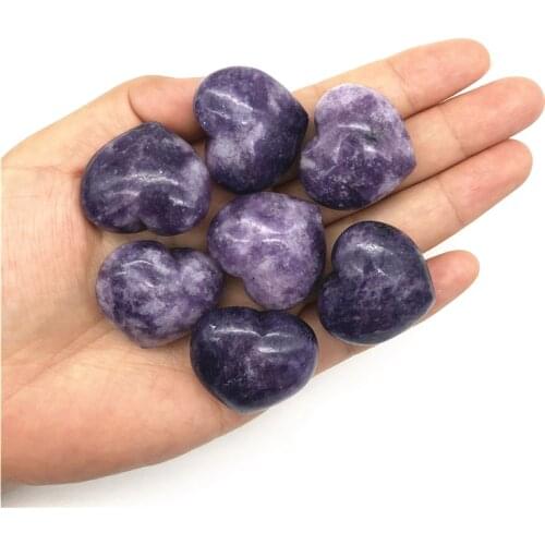 Beautiful 1PC Natural Purple Lepidolite Heart Shaped Quartz Crystal Reiki Healing Stone DIY Natural Quartz Crystals