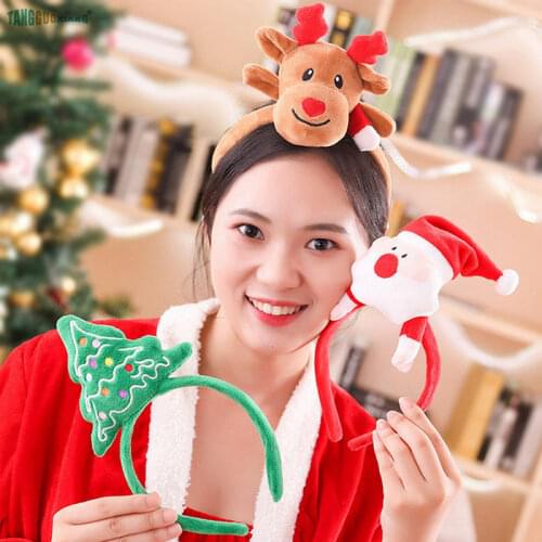 Cute Christmas Hair Accessories Santa Claus elk Headband Christmas tree plush toys Headband