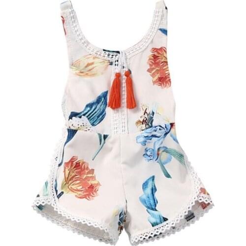 Newborn Baby Girls Floral Cute Casual Romper Suits Lovely Jumpsuit Playsuit Outfits Tassel Sunsuit Clothes 2019