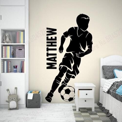 Custom Name Boys Soccer Wall Decal Home Decor Wall Decal Boy Soccer Dribbling Kids Name Custom Nursery Boy Room Decal Decor Z667