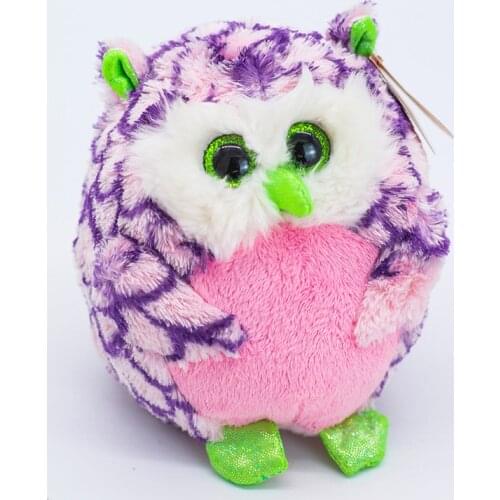 New 15 CM Ty Beanie Big Eyes Cute Purple Owl Throw Pillow Spherical Soft Stuffed Plush Doll Toy Birthday Gift for Boys and Girls