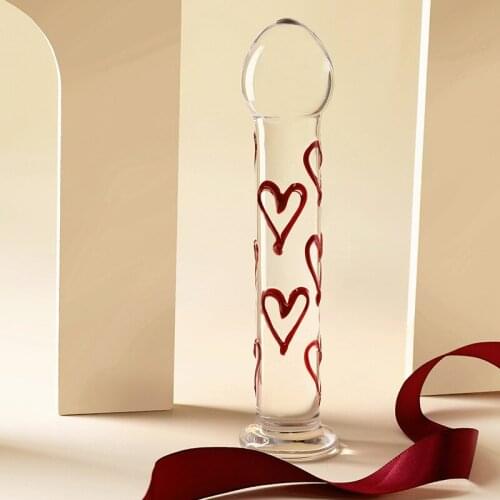 2021 New Girl Red Peach Heart Crystal Penis Borosilicate Glass Sex Products Available For Men And Women