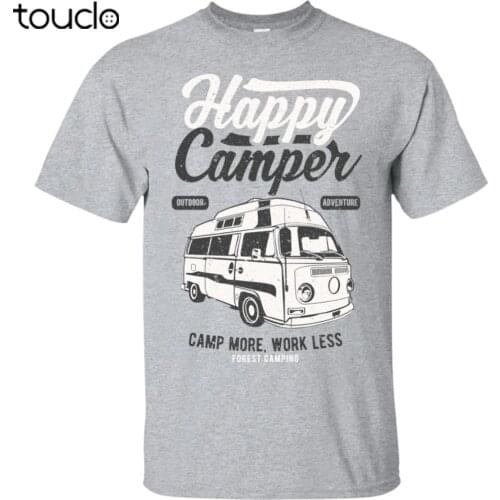 New Men T-Shirt Fashion Top Tee Plus Size Free Shipping Happy Camper T-Shirt, Camp More, Work Less Shirt, Camping T-Shirt