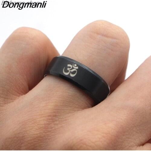 F125 2018 New Arrival Om Symbol Buddhism Zen Art Ring Stainless Steel Jewelry India Om Yoga Motor Biker Rings Gift For Man Women