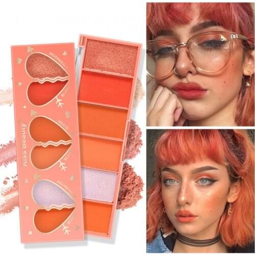 6 Colors Blusher palette portable Waterproof Long Lasting Face Contour Brighten Rouge Blush Cosmetic for Girl