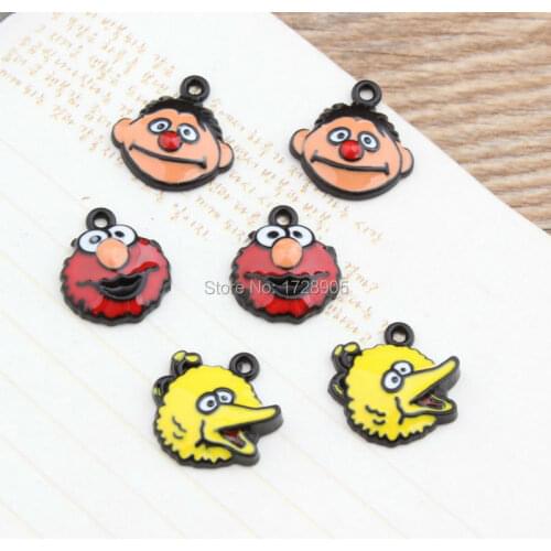 Charms for Jewelry making Enamel Charms 10 pcs 17mm Sesame street Charms Cartoon Charms Character Figure Charms Pendant for diy