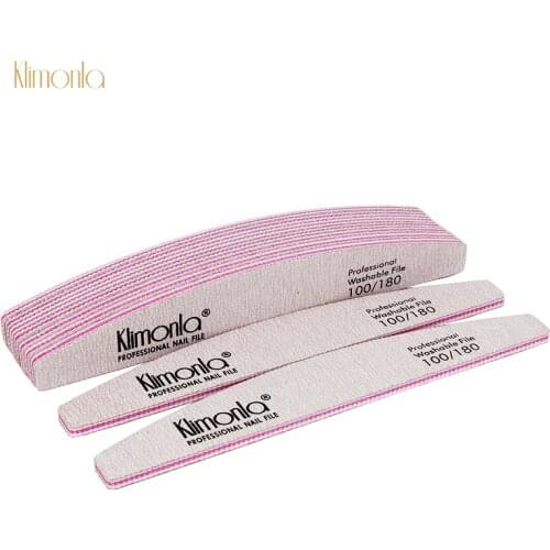 10Pcs/Lot Klimonla Professional Nail File 100/180 Grit UV Gel Nail Polisher Buffer Block Beauty Salon Manicure And Pedicure Tool
