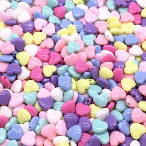 Colourful Heart Shape Acrylic Loose Spacer Beads for Jewelry Making Kit DIY Accessories 30pcs/lot 12mm 14mm