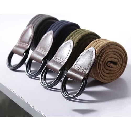 Trendy Canvas Belt Waistband Wash Water Belt Tooling Belt Unisex Double Buckle Canvas Belt Men and Women Belt