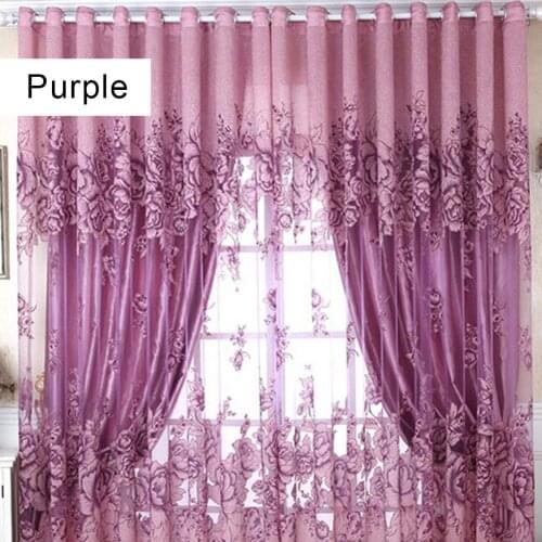 Modern Tulle Curtains Purple Curtains Children Bedroom Door Short Kitchen Window Curtains Kids Drape