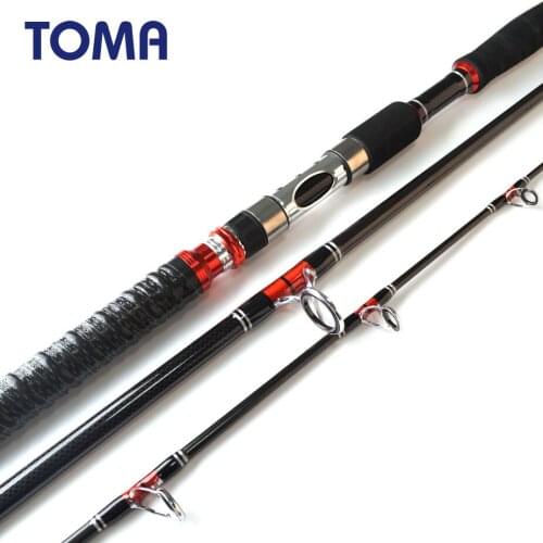 TOMA 1.8m 1.95m 2.1m Jigging Fishing Rod Carbon Fiber 3 Section Fast Action Saltwater Boat Fishing Spinning Rod Lure 70-250G
